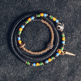 Ebony Beaded Tibetan Dzi Bracelet Copper Charm Vajar Chakra Healing