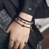 Ebony Beaded Tibetan Dzi Bracelet Copper Charm Vajar Chakra Healing