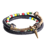 Ebony Beaded Tibetan Dzi Bracelet Copper Charm Vajar Chakra Healing