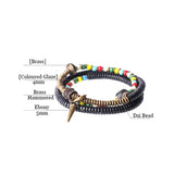 Ebony Beaded Tibetan Dzi Bracelet Copper Charm Vajar Chakra Healing