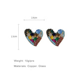 Copper Glass Beads Cluster Post Studs Heart Earrings