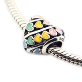 Heart Charm Pink Enamel 925 Silver Jewelry For Bracelets