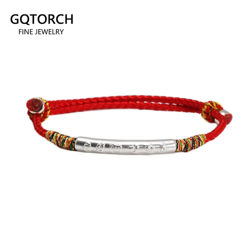 925 Silver Lucky Rope Bracelet Six Character Religious Jewelry