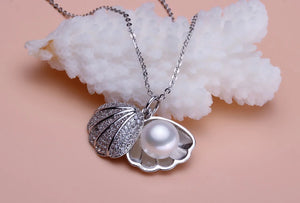 925 Silver Pearl Pendant for Women, Real Pearl Necklace