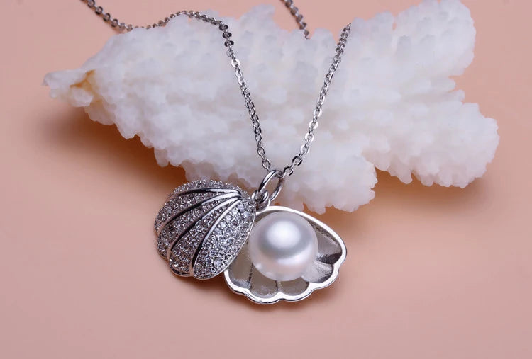 925 Silver Pearl Pendant for Women, Real Pearl Necklace
