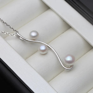 Freshwater Pearl Pendant 925 Silver Necklace Gift