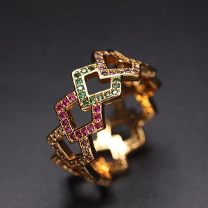Rainbow Cubic Zirconia Ring for Women, Size 6-9