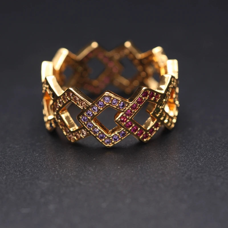 Rainbow Cubic Zirconia Ring for Women, Size 6-9