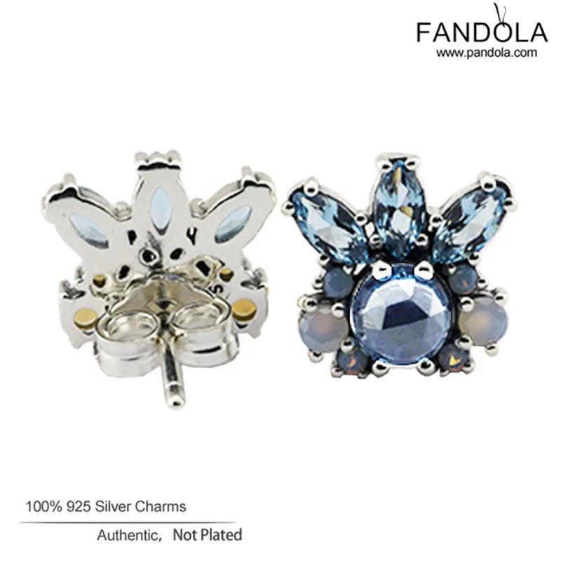 Crystal Earrings 925 Sterling Silver Patterns of Frost Women Wedding Jewelry