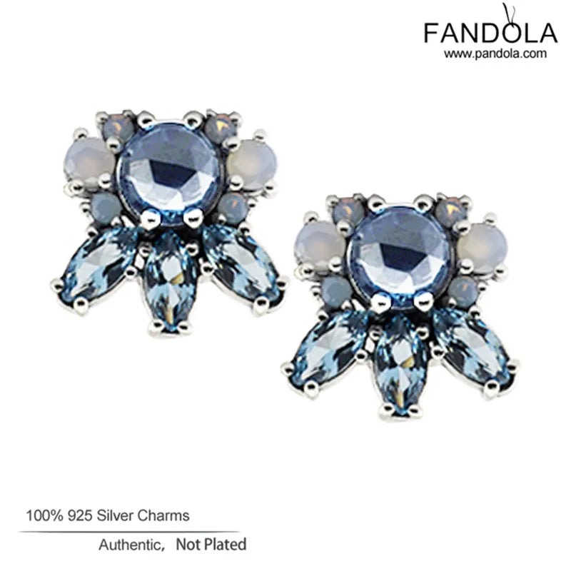 Crystal Earrings 925 Sterling Silver Patterns of Frost Women Wedding Jewelry