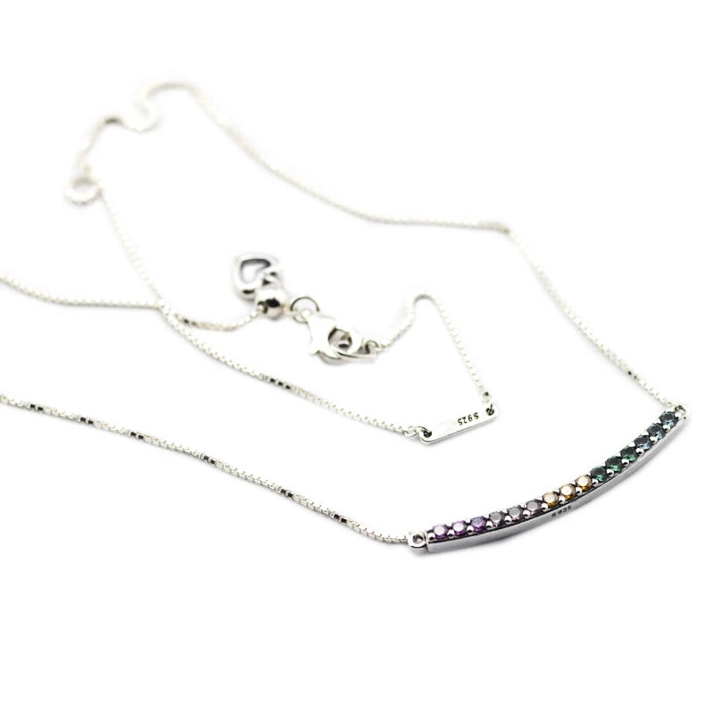 Multi-Colored Curved Bar Necklace & Pendant Sterling Silver DIY Jewelry