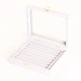 7 Slot Velvet Glass Ring Display Box Jewelry Holder Storage Organizer Case