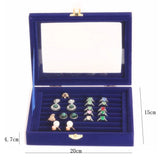 7 Slot Velvet Glass Ring Display Box Jewelry Holder Storage Organizer Case