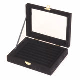 7 Slot Velvet Glass Ring Display Box Jewelry Holder Storage Organizer Case