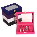 7 Slot Velvet Glass Ring Display Box Jewelry Holder Storage Organizer Case