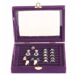 7 Slot Velvet Glass Ring Display Box Jewelry Holder Storage Organizer Case