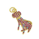 Colorful CZ Zirconia Dog Charm Tail Bead Pendant for DIY Jewelry