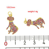 Colorful CZ Zirconia Dog Charm Tail Bead Pendant for DIY Jewelry
