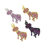 Colorful CZ Zirconia Dog Charm Tail Bead Pendant for DIY Jewelry
