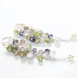 Gemstone Cluster Drop Earrings with Pearl & Lapis Lazuli