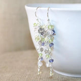 Gemstone Cluster Drop Earrings with Pearl & Lapis Lazuli