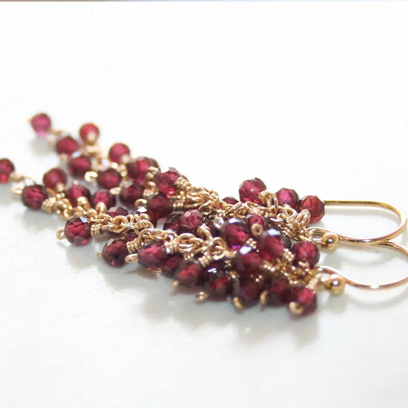 Gemstone Cluster Drop Earrings with Pearl & Lapis Lazuli