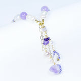 Purple Zircon Crystal Bracelet with Flower Pearl Decoration
