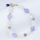 Purple Zircon Crystal Bracelet with Flower Pearl Decoration