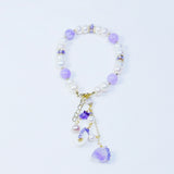 Purple Zircon Crystal Bracelet with Flower Pearl Decoration
