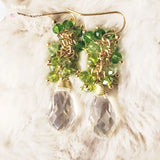 Gemstone Cluster Earring Blue Turquoise Citrine Peridot Aqua Emerald Jade