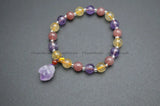 Amethyst Strawberry Quartz Rutilated Quartz Stone Charm Bracelet