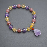 Amethyst Strawberry Quartz Rutilated Quartz Stone Charm Bracelet