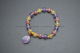 Amethyst Strawberry Quartz Rutilated Quartz Stone Charm Bracelet