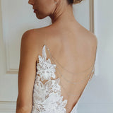 Rhinestone Back Chain Top Women Body Jewelry Bride Water Drop