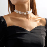 Multi-Layer Pearl Necklace Punk Ladies Wedding Charm Jewelry