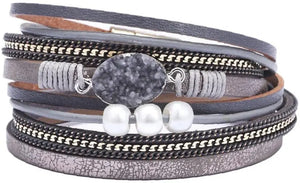 Men's Leather Multi-Layer Bracelet with Magnetic Clasp