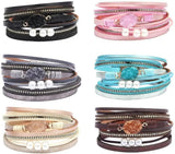 Men's Leather Multi-Layer Bracelet with Magnetic Clasp