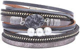Men's Leather Multi-Layer Bracelet with Magnetic Clasp