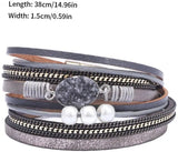 Men's Leather Multi-Layer Bracelet with Magnetic Clasp