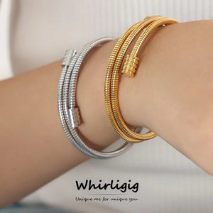 Layer Bracelet for Women High Silver Bangle Snake Chain Couple Jewelry