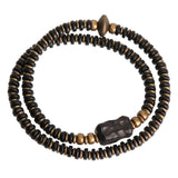 Wood Carved Bracelet Ebony Spacer Old Copper Unisex Jewelry