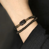 Wood Carved Bracelet Ebony Spacer Old Copper Unisex Jewelry