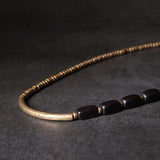 Handcrafted Brass Tube Ebony Beads Bracelet Wood Wristbands