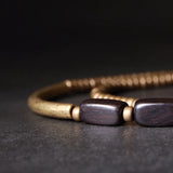 Handcrafted Brass Tube Ebony Beads Bracelet Wood Wristbands