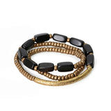 Handcrafted Brass Tube Ebony Beads Bracelet Wood Wristbands