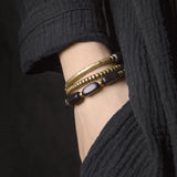 Handcrafted Brass Tube Ebony Beads Bracelet Wood Wristbands