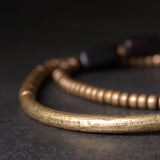 Handcrafted Brass Tube Ebony Beads Bracelet Wood Wristbands