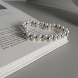 925 Silver Pearl Beaded Bracelet for Women Wedding Gift