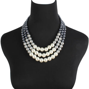 Double Layer Pearl Necklace Sweater Chain for Dinner Dress