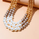Double Layer Pearl Necklace Sweater Chain for Dinner Dress